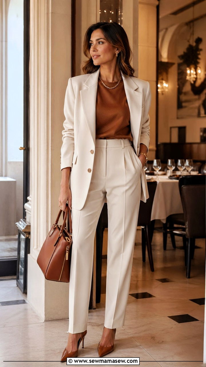 Cognac And Cream Monochrome Outfit - 40 All cognac outfit ideas