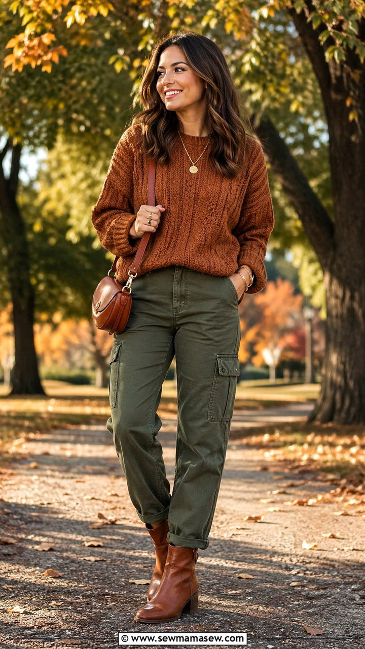 Cognac And Olive Green Outfit - 40 All cognac outfit ideas
