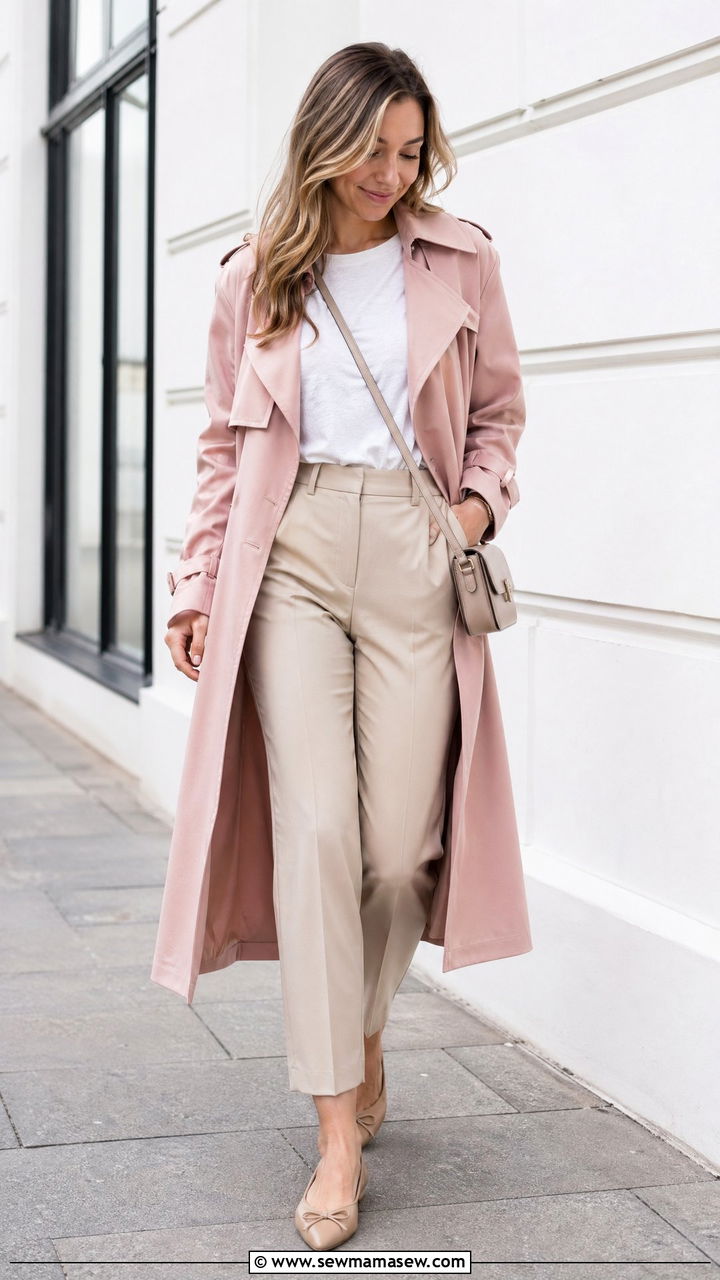 Colored Trench Coat With Neutral Basics - 35 cute trench coat outfits