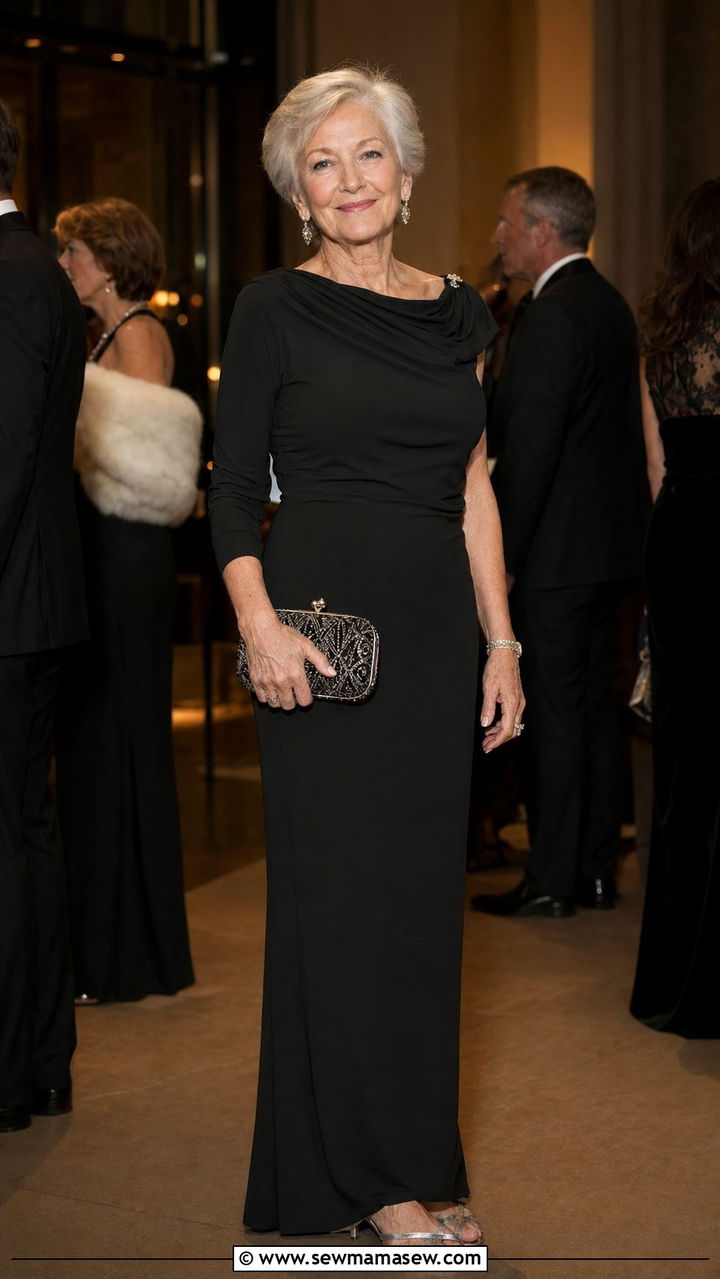 Column Gown in Matte Jersey for Black Tie - 35 Outfit ideas for women over 70 2026