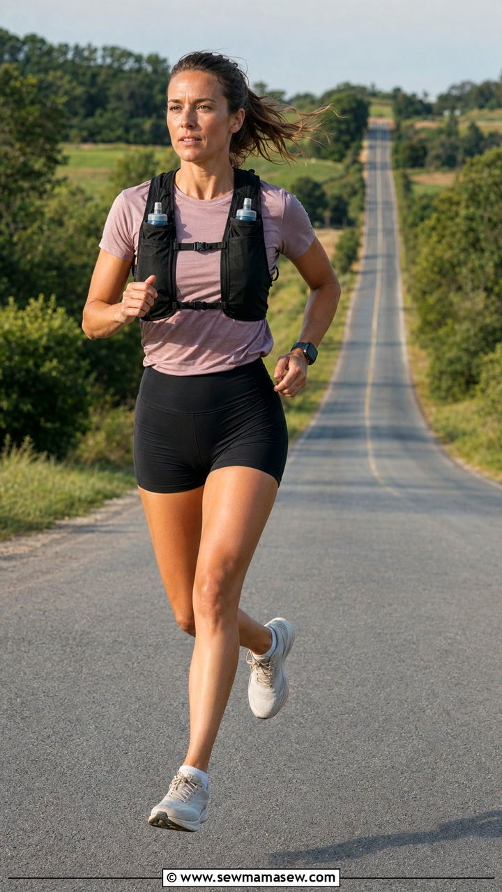 Compression shorts and moisture wicking tee running outfit - 35 Running outfit ideas for women