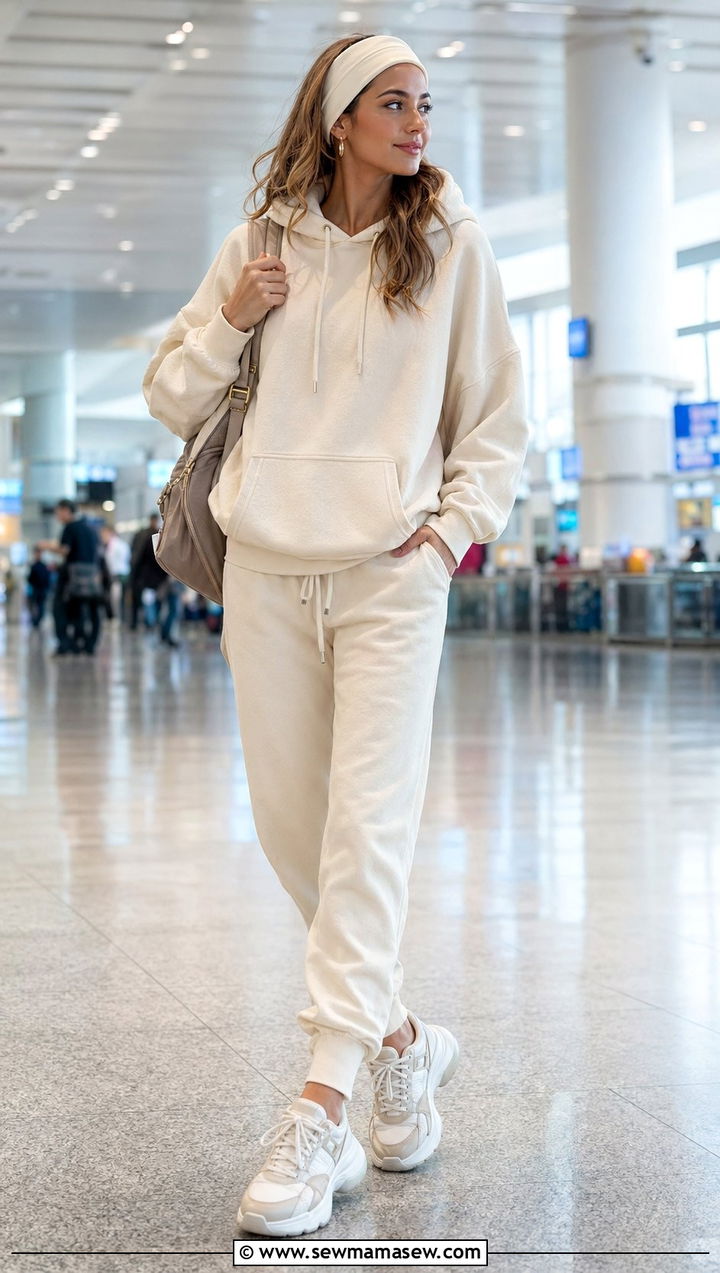 Coordinated Hoodie and Jogger Set Airport Outfit - 30 Airport outfit ideas warm weather destination