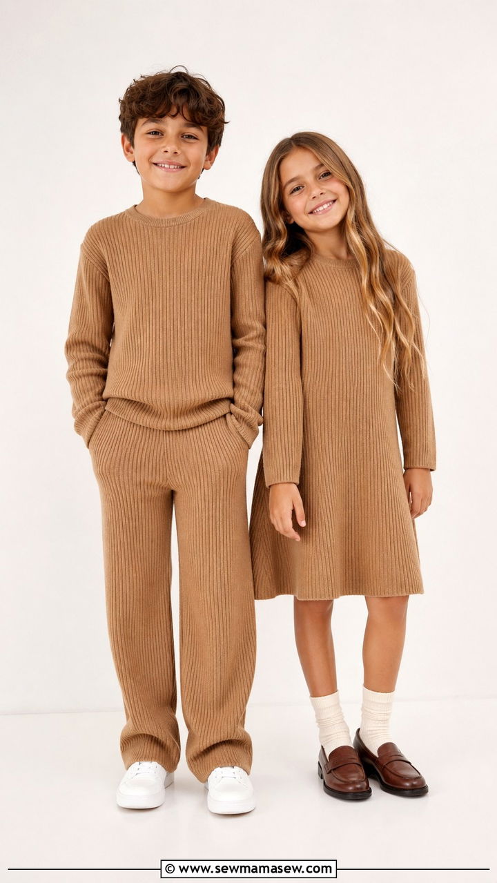 Coordinated Knit Set Sibling Outfits for Studio Sessions - 30 Sibling photoshoot outfit ideas