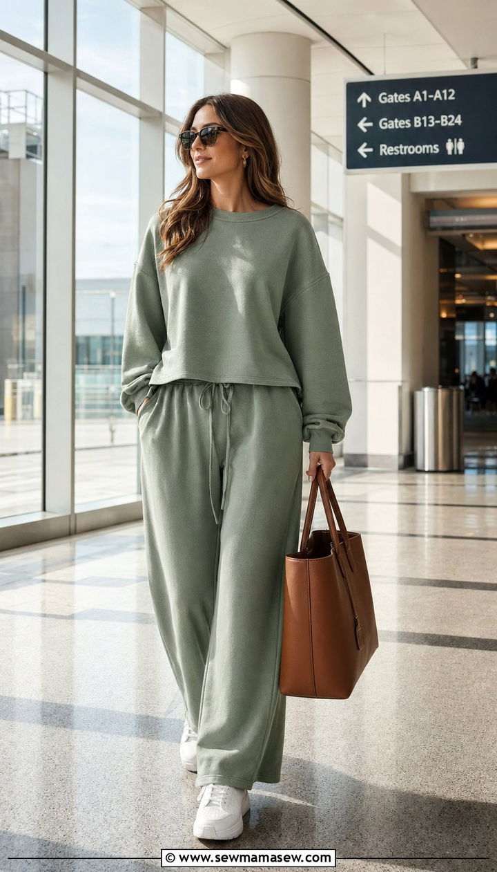 Coordinated Premium Sweat Set Airport Outfit - 30 Airport outfit ideas aesthetic