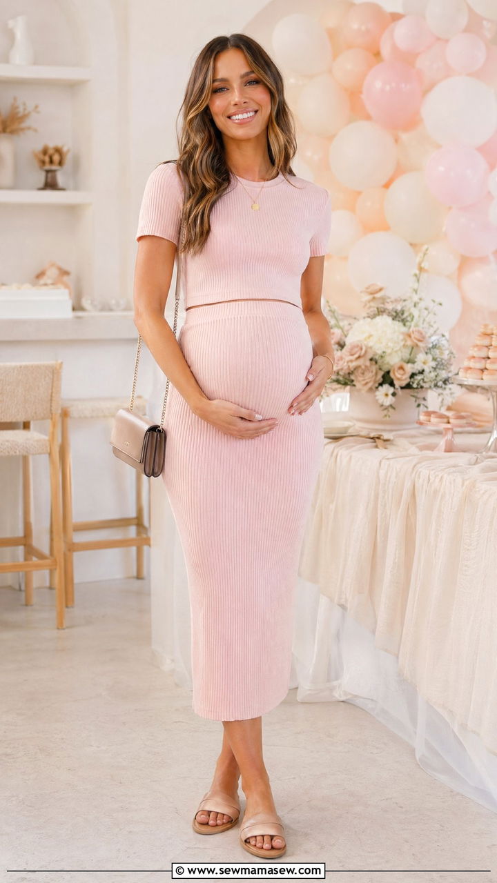 Coordinated Skirt and Top Maternity Set - 35 cute baby shower outfits