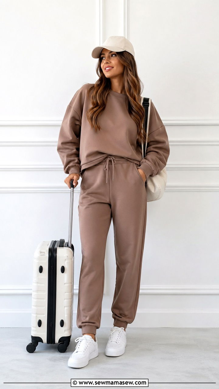 Coordinated Sweatsuit With Clean White Sneakers - 30 Sporty chic outfit ideas with sneakers