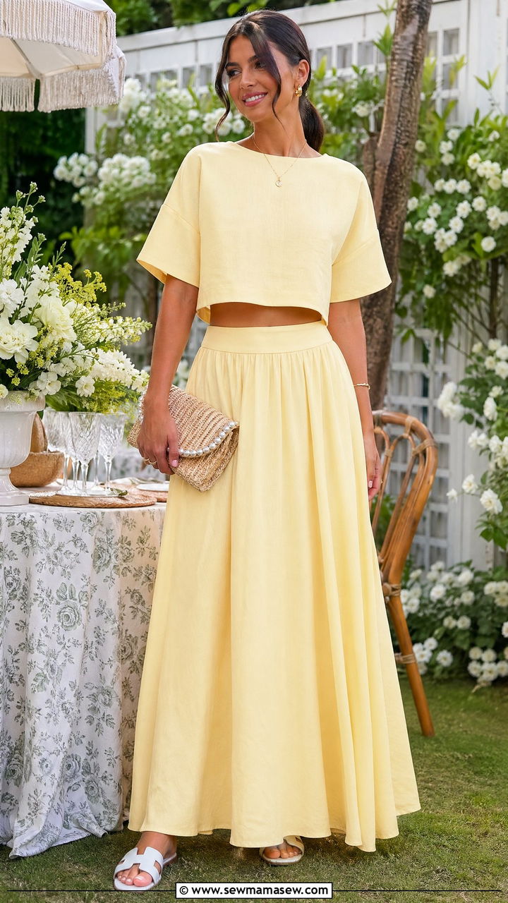 Coordinated skirt set for summer - 35 Summer outfits for women in their 30s