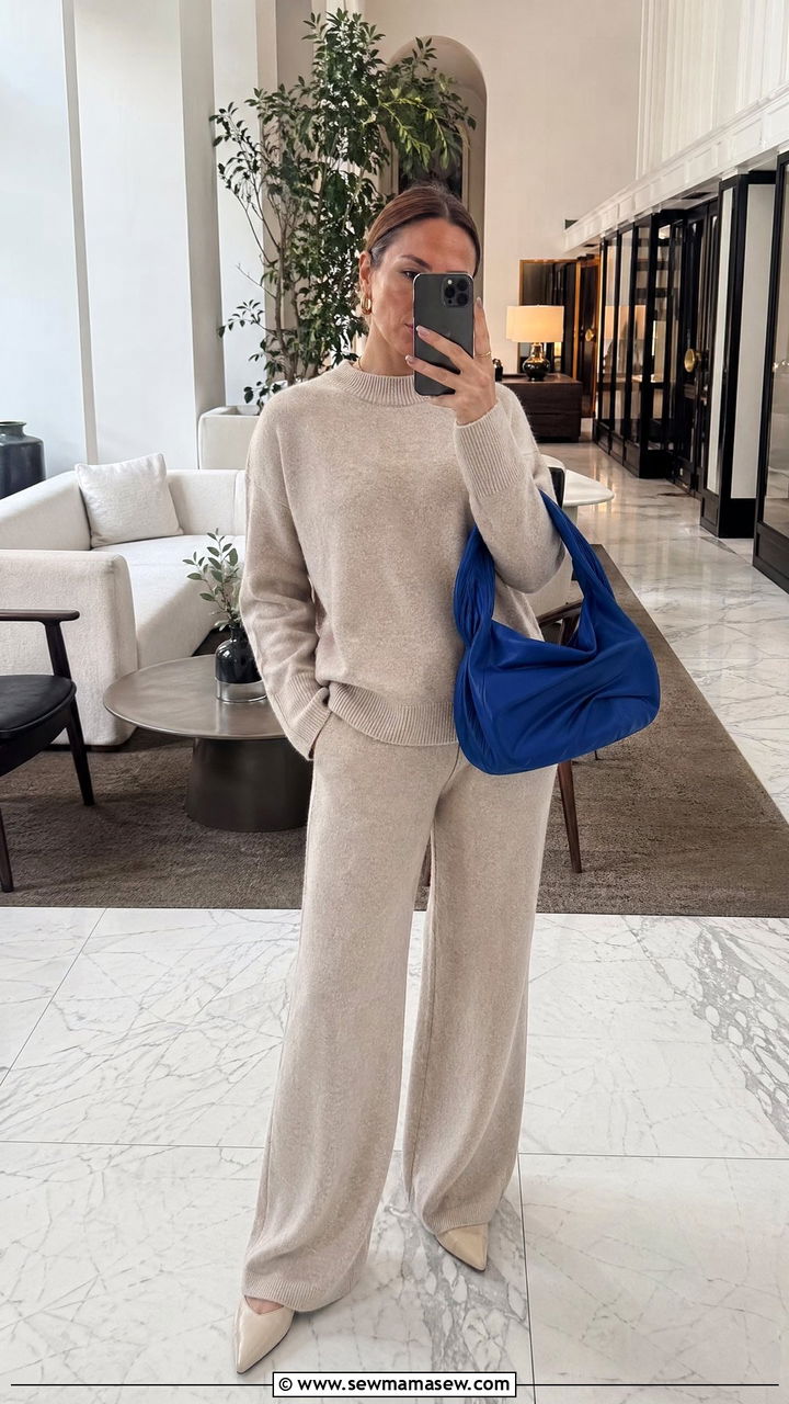 Copenhagen Neutral Knit Set with Statement Bag - 35 Copenhagen outfits for women