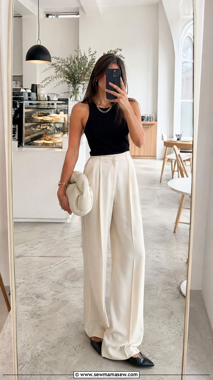 Copenhagen Wide Leg Trousers with Ribbed Tank - 35 Copenhagen outfits for women