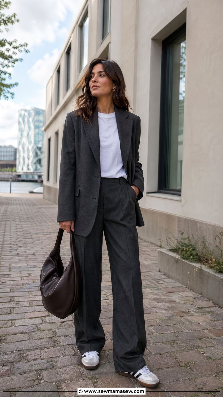 Copenhagen Wool Blazer with Wide Leg Trousers - 35 Copenhagen outfits for women