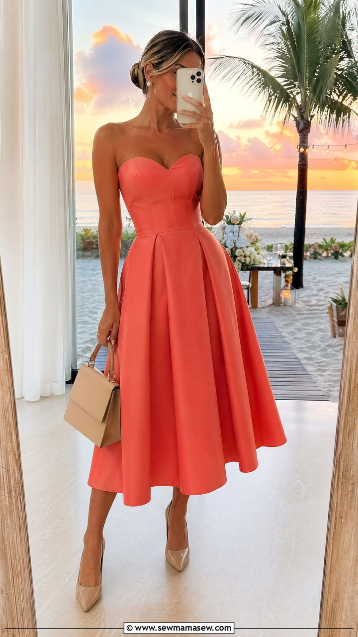 Coral Dress Wedding Guest Outfit - 35 Wedding guest outfits for women