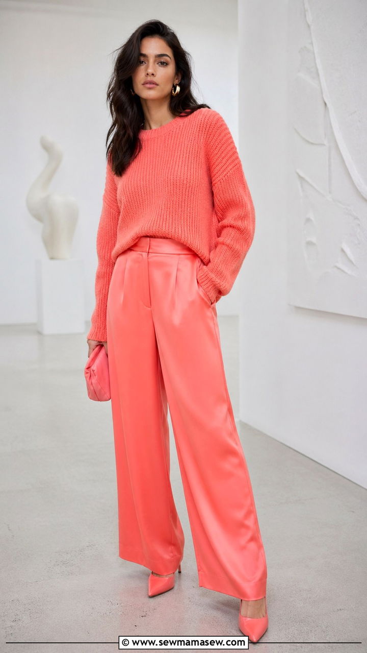Coral Head to Toe Monochrome Outfit - 40 All coral outfit ideas