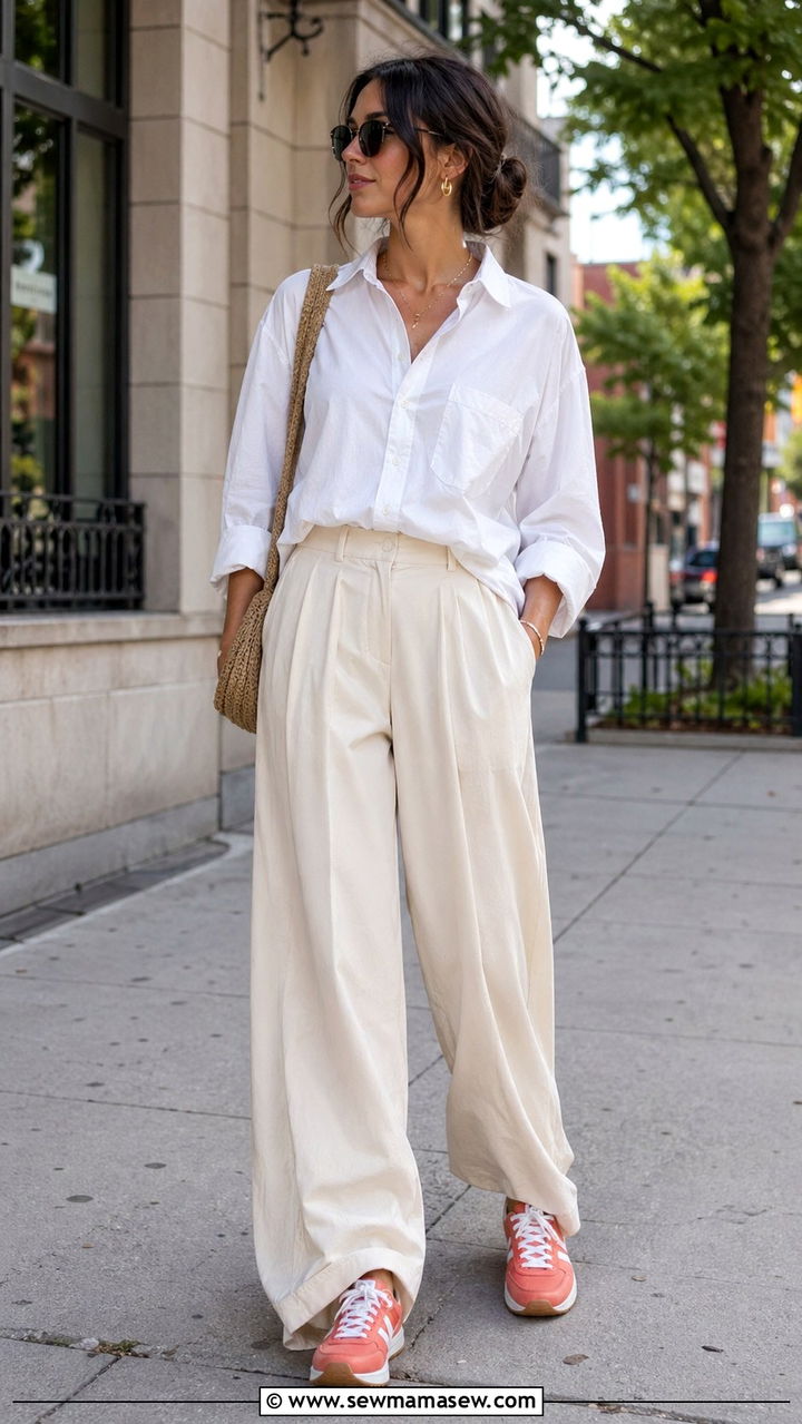 Coral Sneakers With Neutral Casual Outfit - 40 All coral outfit ideas