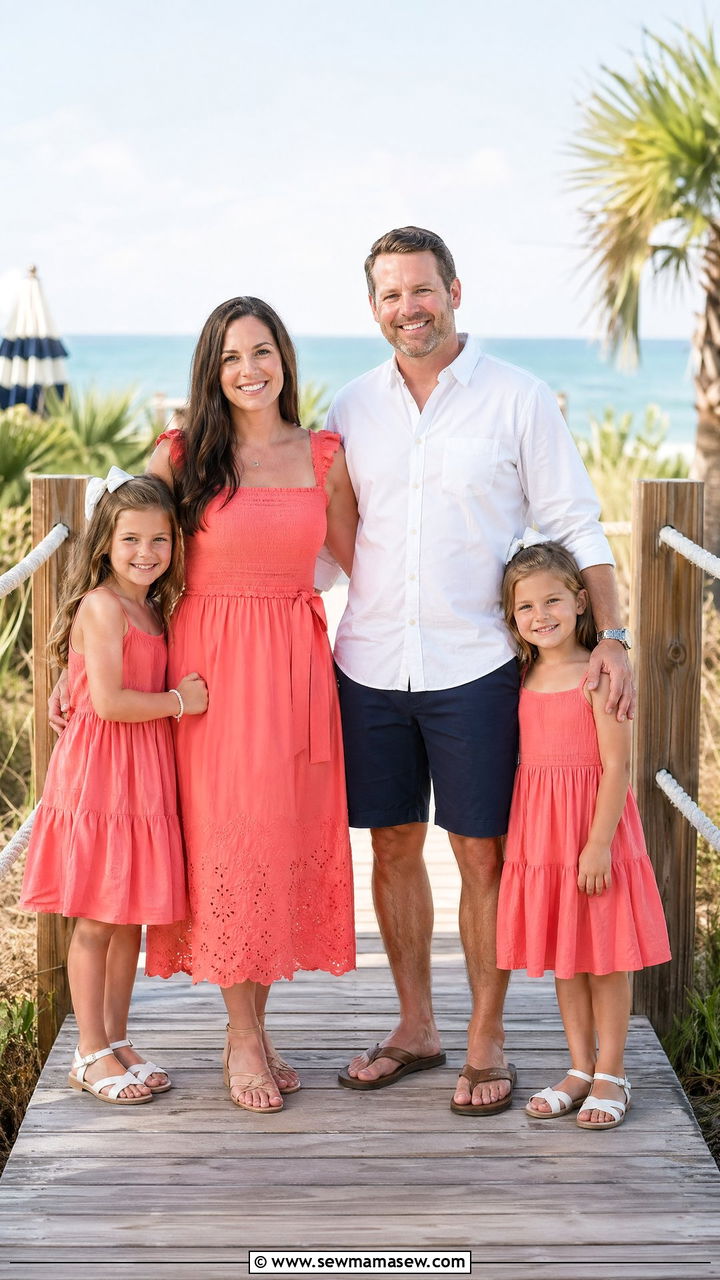 Coral and Navy Summer Family Photo Outfits - 35 Summer family photo outfits