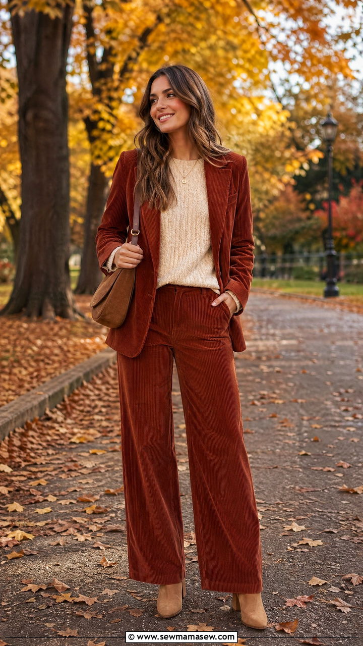 Corduroy suit fall outfit - 35 Women's suit outfit ideas