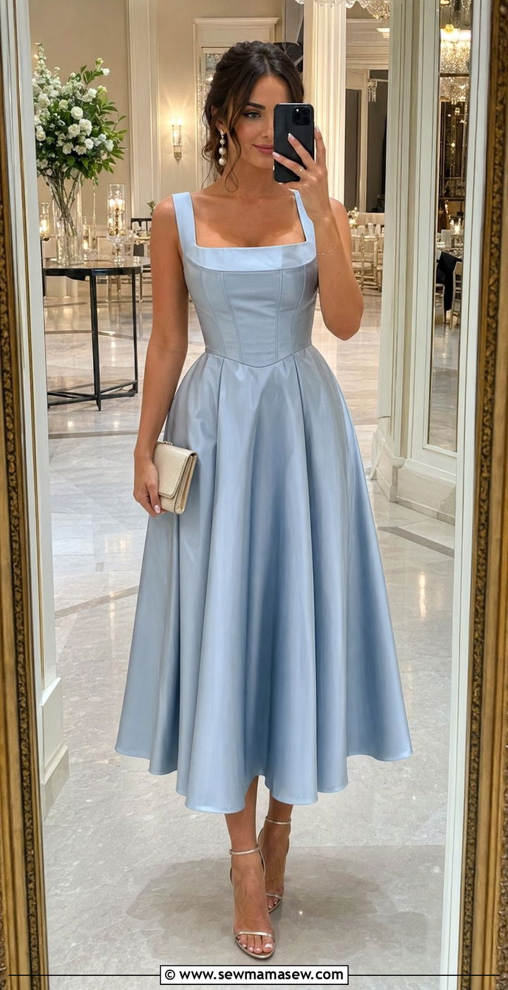 Corset Bodice A Line Dress for Rectangle Wedding Guest - 30 wedding guest outfits for rectangle body shape