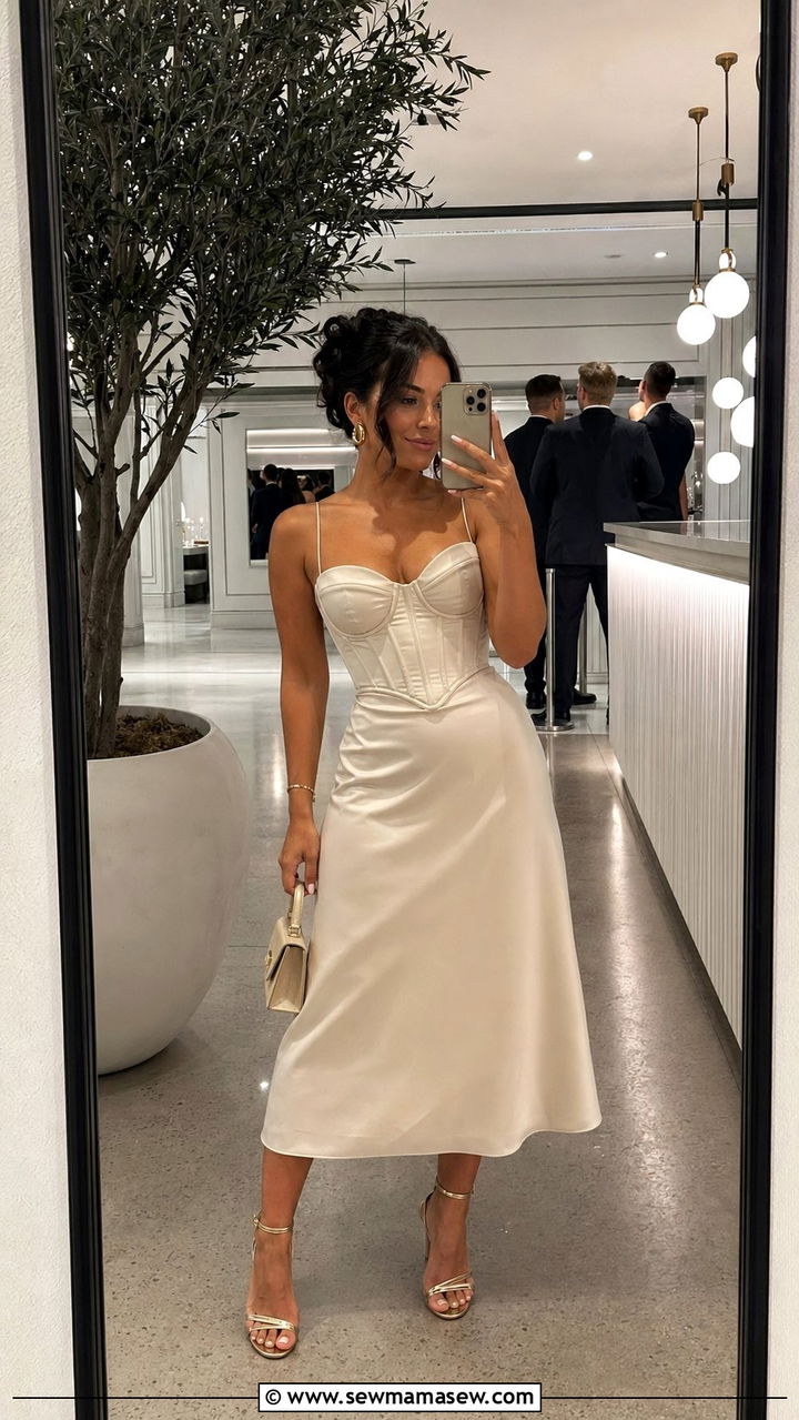 Corset Dress Wedding Guest Outfit for Petites - 30 wedding guest outfits for short women