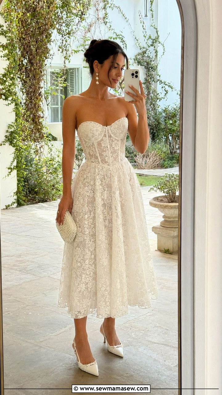 Corset Lace Midi Dress Rehearsal Dinner Outfit - 35 rehearsal dinner outfit ideas