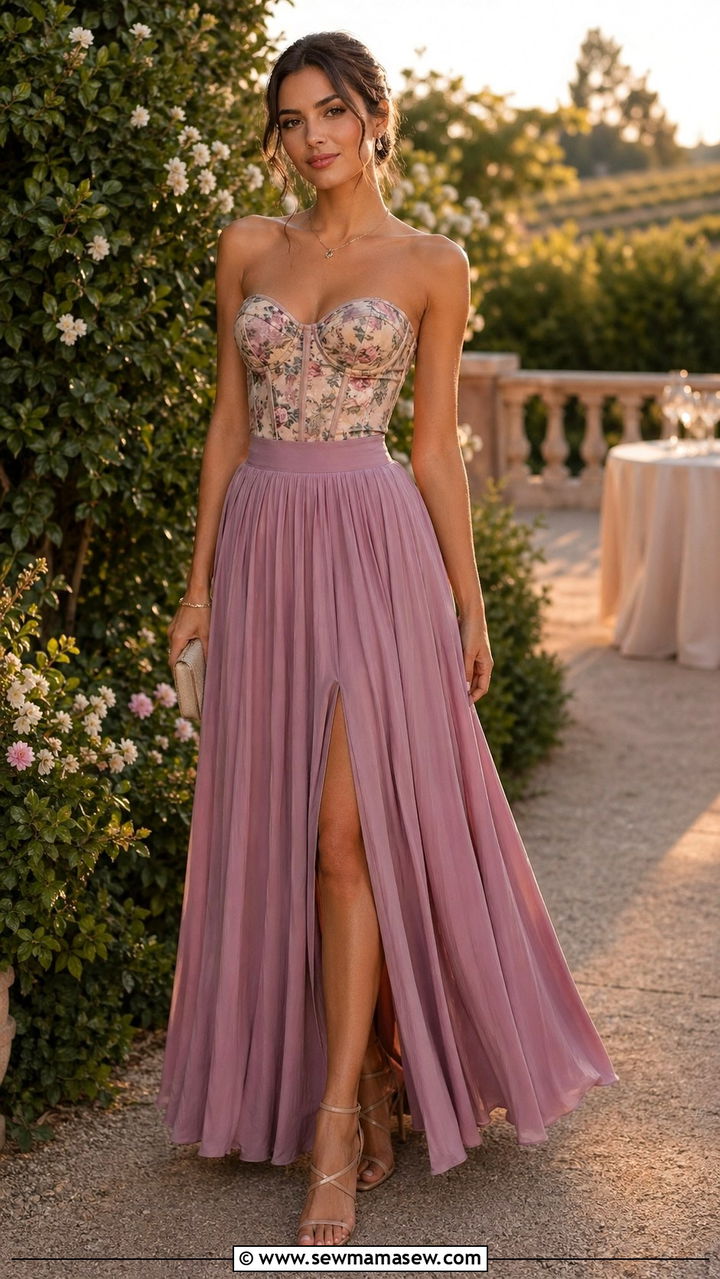 Corset Top With Flowing Maxi Skirt - 30 spring cottagecore outfits