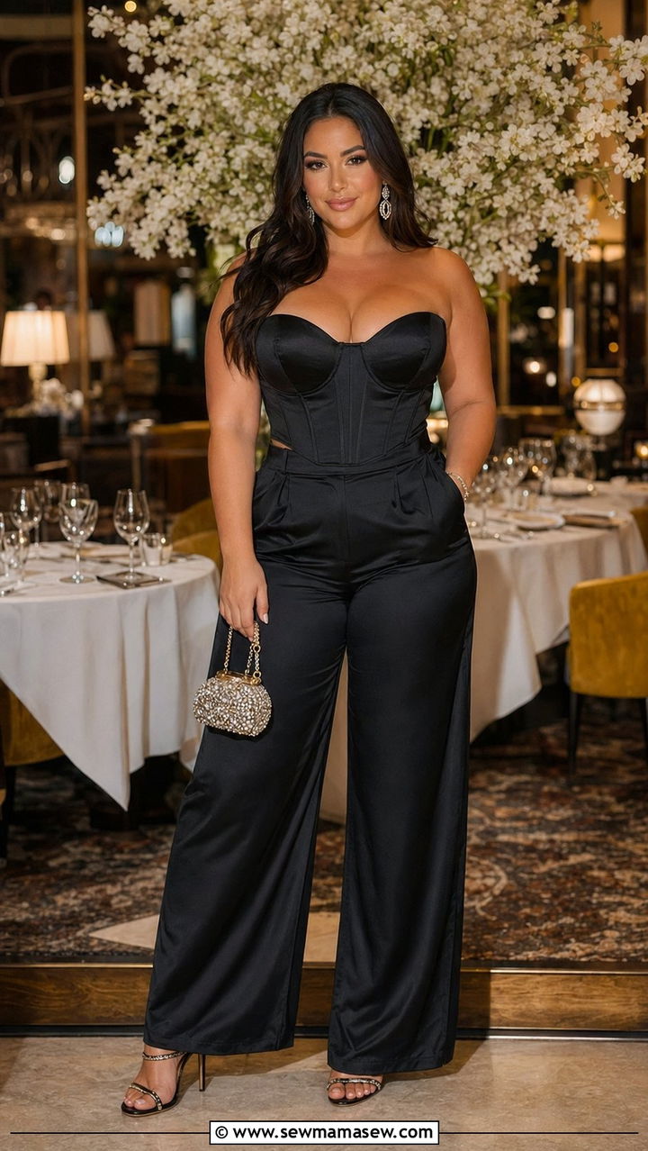 Corset Top With High Waisted Palazzo Pants - 30 Birthday outfit ideas plus size