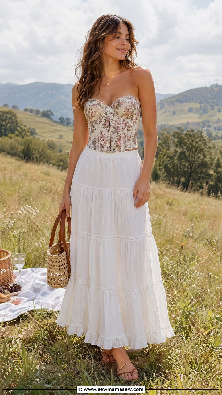 Corset Top With Maxi Skirt - 35 What to wear for a summer picnic