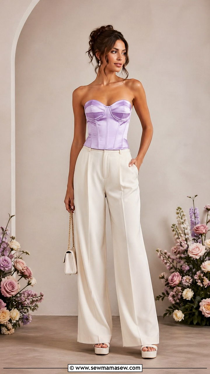 Corset Top With Wide Leg Trousers Birthday Cake Smash Look - 30 Smash the cake outfit ideas