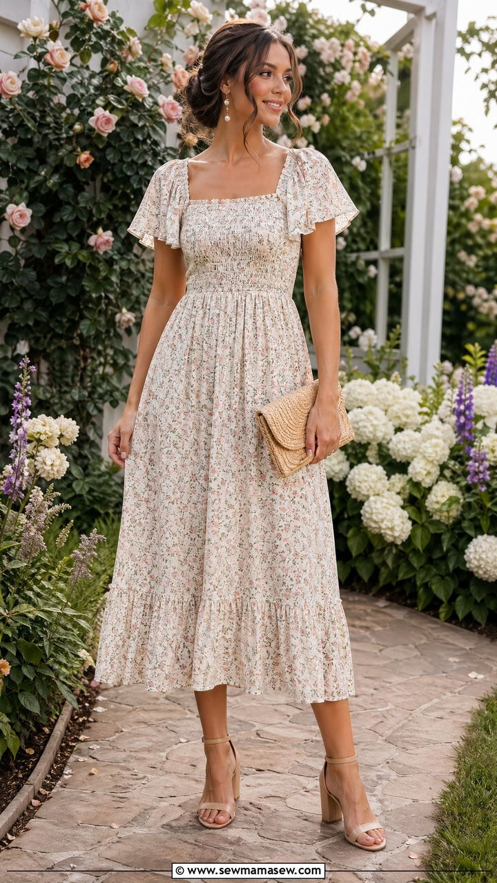 Cottagecore Floral Midi Dress Wedding Guest - 35 Cottagecore wedding guest outfits