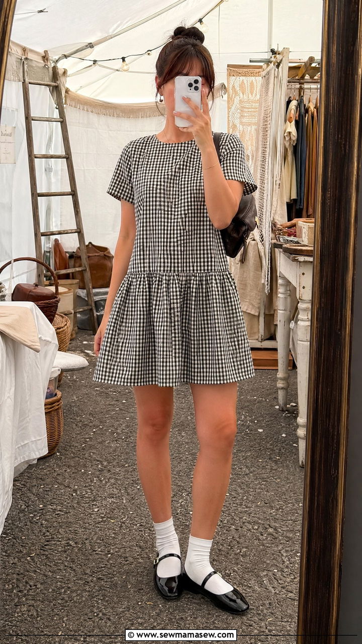 Cotton Drop Waist Dress With Socks And Mary Janes - 35 Spring weekend getaway outfits