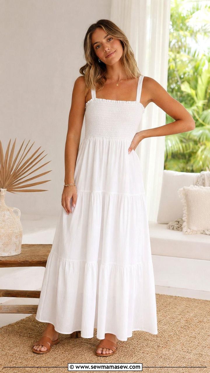 Cotton Maxi Dress with Flat Sandals - 30 Work from home outfits for summer