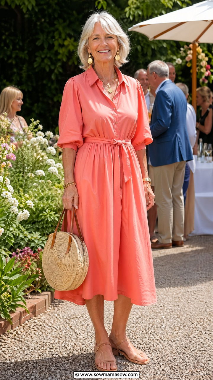 Cotton Poplin Midi Dress Outfit - 35 Summer outfits for women over 60