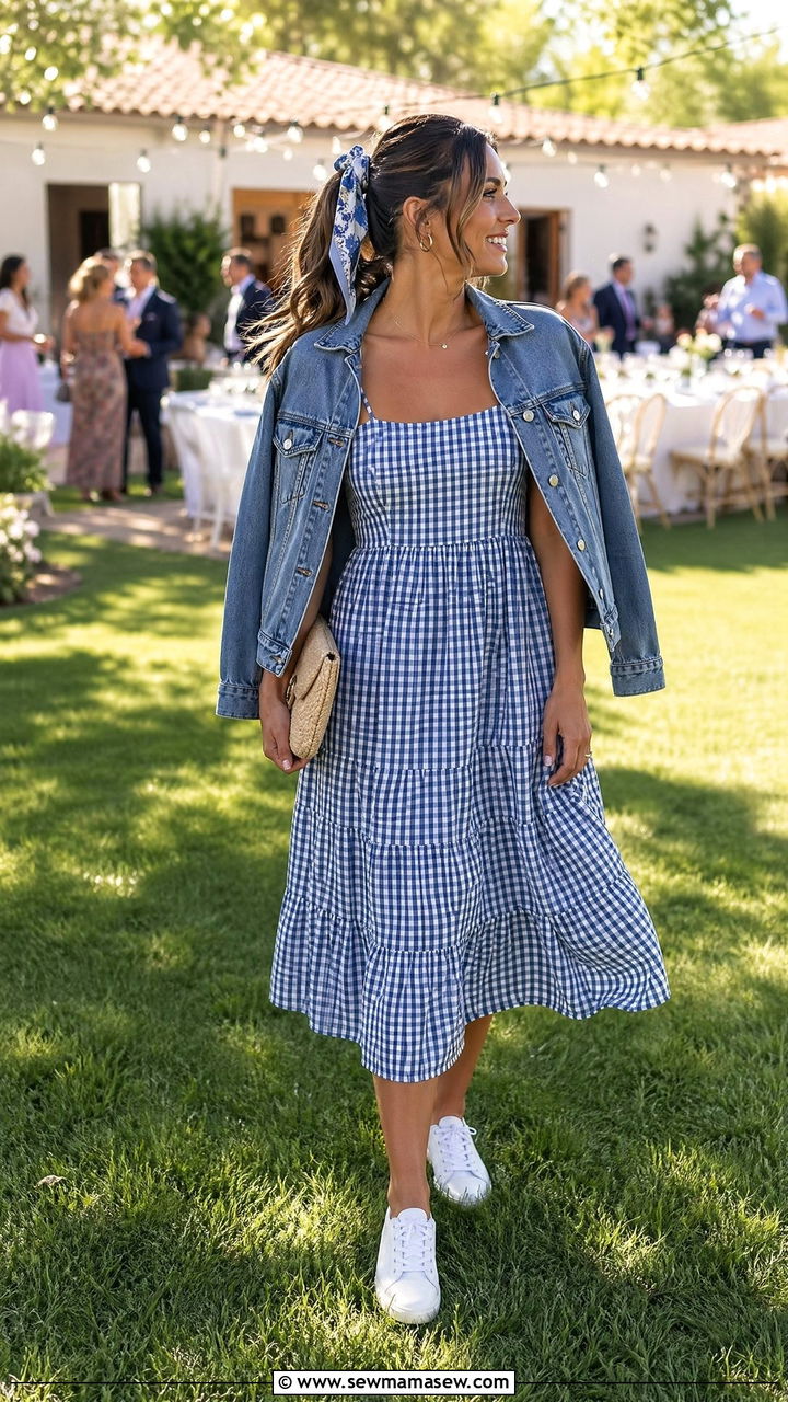 Cotton Sundress with Canvas Sneakers - 35 casual summer wedding guest outfits