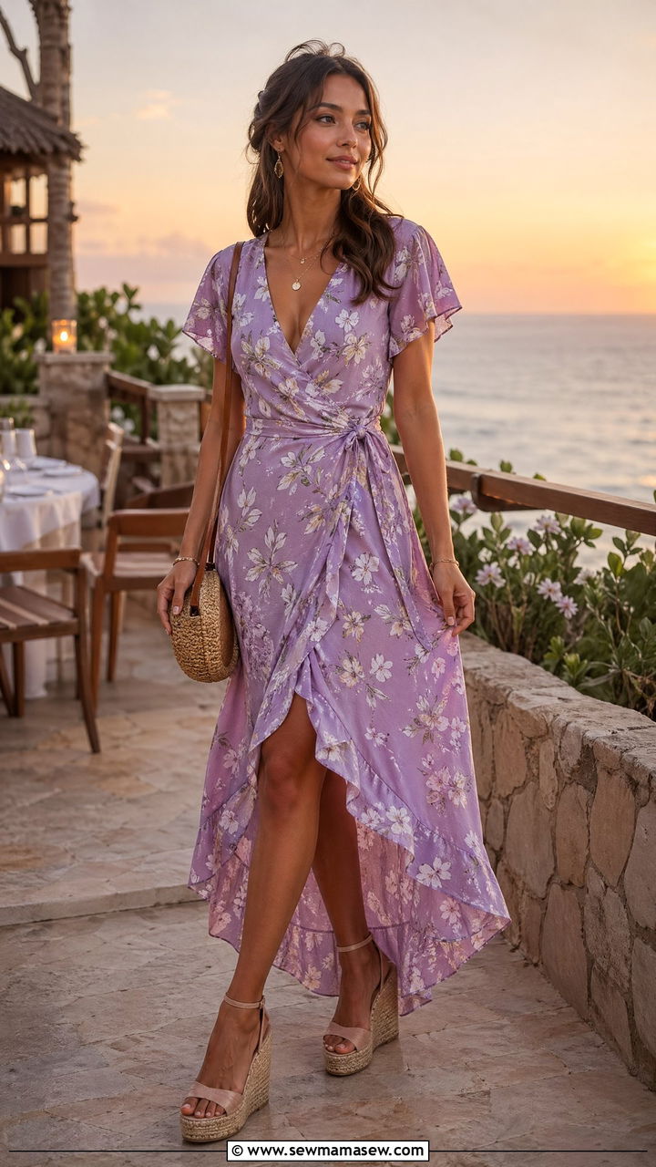 Cotton Wrap Dress With Espadrilles - 35 Spring Bali outfit ideas