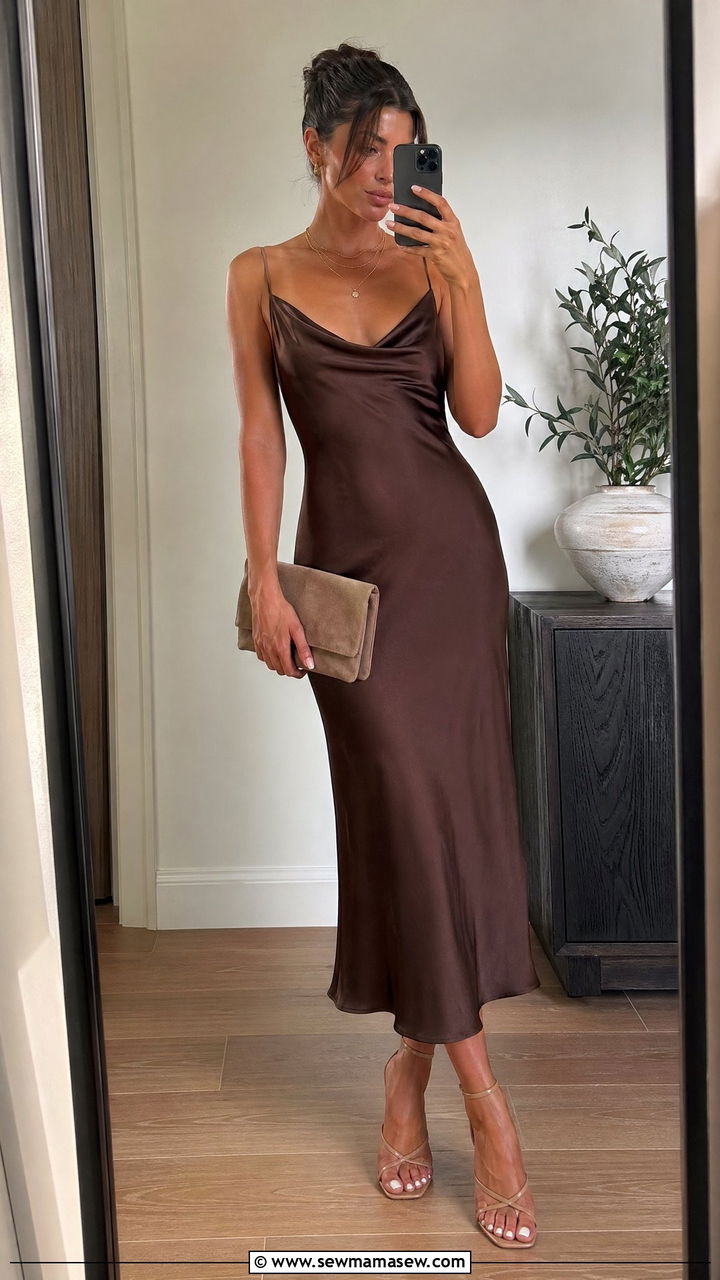 Cowl Neck Slip Dress Outfit - 35 Cute wedding guest outfits