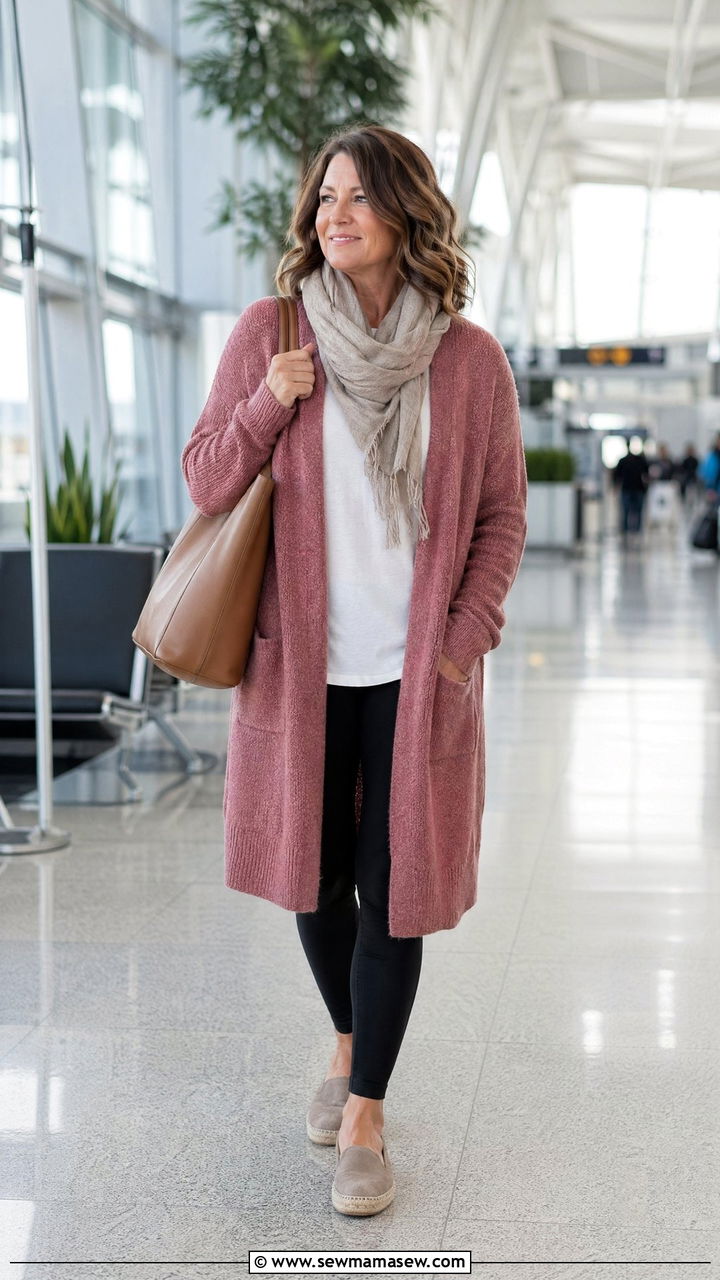 Cozy Cardigan Airport Outfit - 35 Travel outfits for women over 40