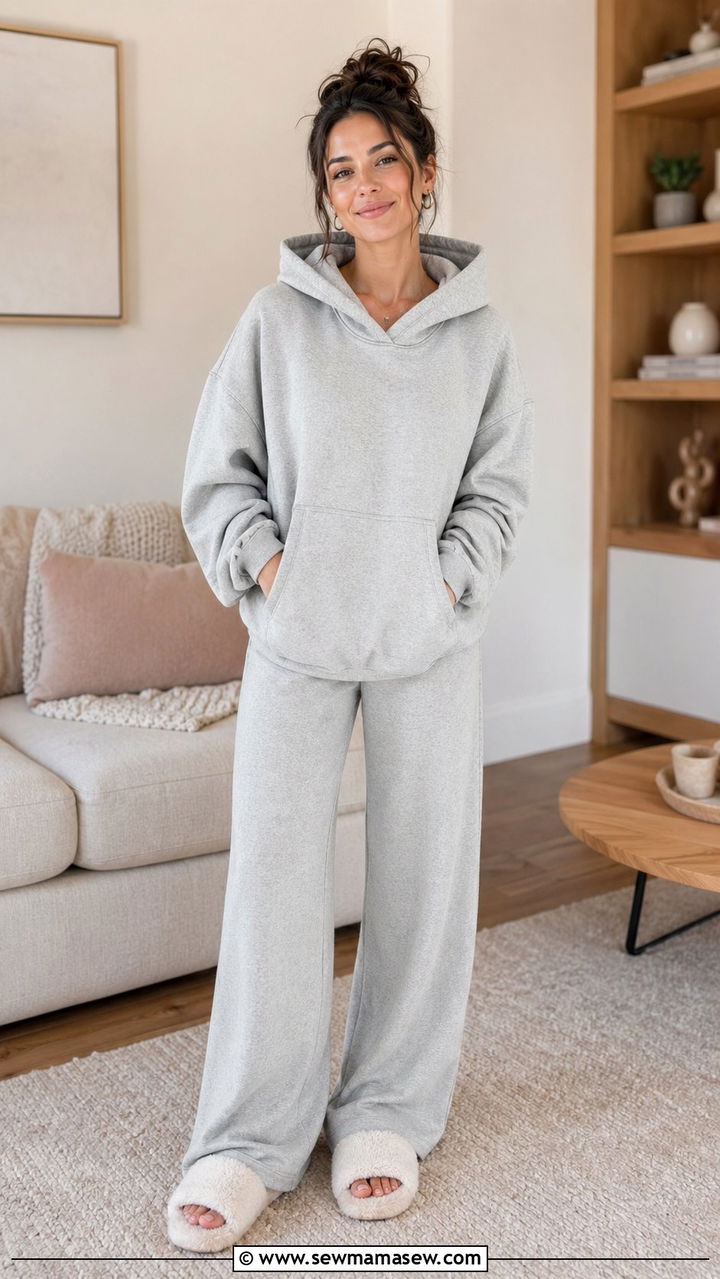 Cozy Hoodie and Wide Leg Sweatpants - 35 Postpartum outfit ideas