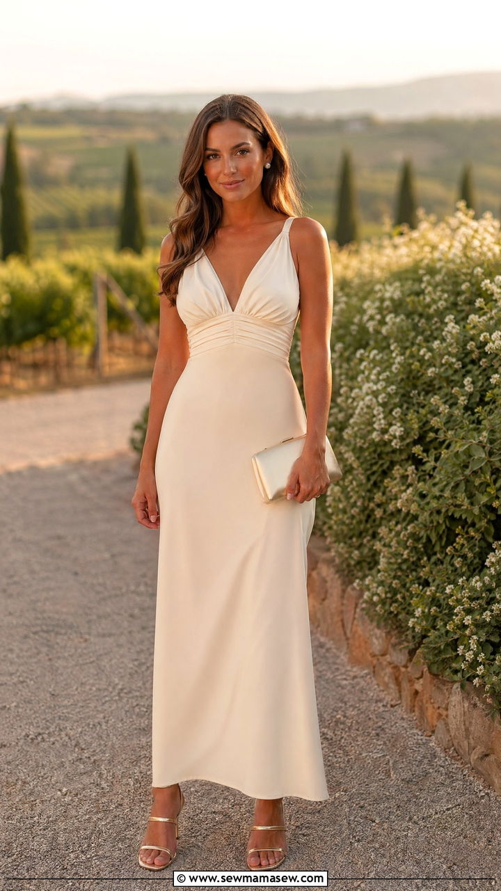 Cream Empire Waist Cottagecore Wedding Guest Outfit - 35 Cottagecore wedding guest outfits