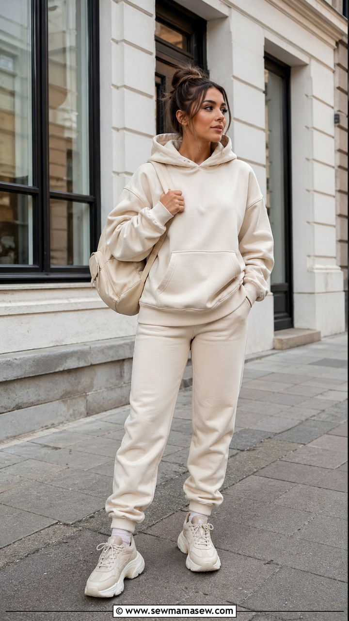 Cream Hoodie and Matching Joggers - 40 All cream outfit ideas