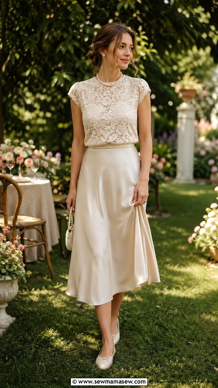 Cream Lace Top and Midi Skirt - 40 All cream outfit ideas