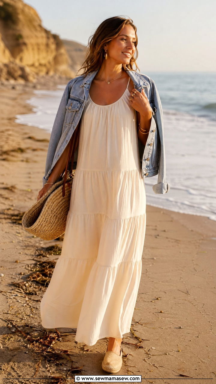 Cream Maxi Dress Spring Outfit - 35 spring cream outfit ideas