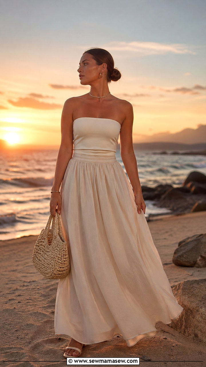 Cream Tube Top and Maxi Skirt - 40 All cream outfit ideas