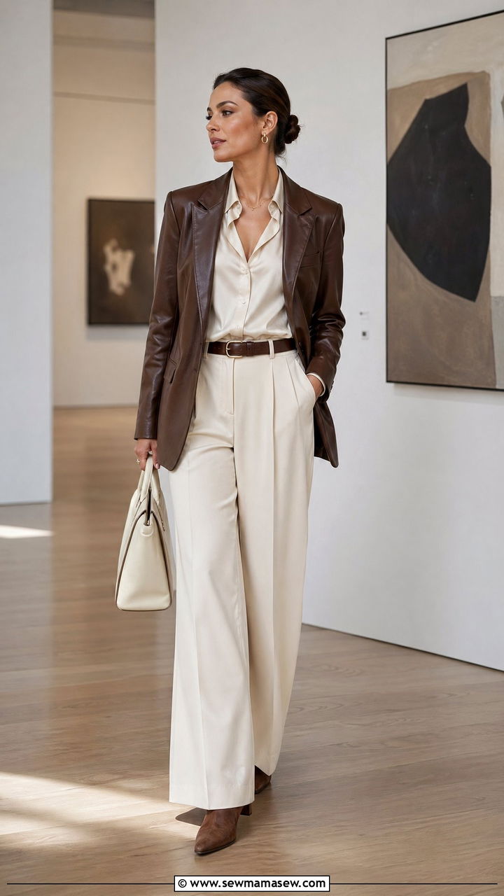 Cream and Brown Monochrome Spring Outfit - 35 spring cream outfit ideas