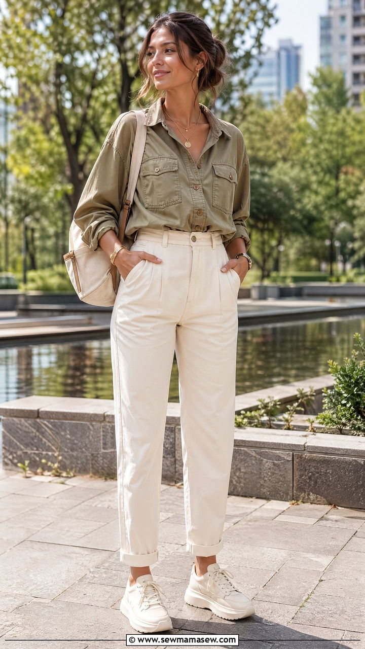 Cream and Khaki Utility Spring Outfit - 35 spring cream outfit ideas