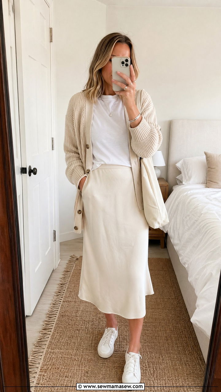 Cream and White Layered Spring Outfit - 35 spring cream outfit ideas