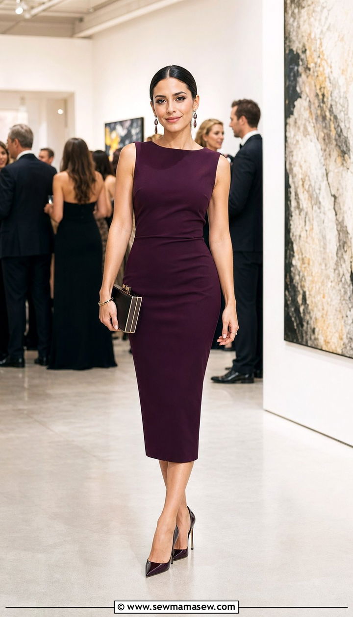 Crepe Sheath Dress With Pointed Toe Stilettos - 35 Petite outfit ideas for wedding guest