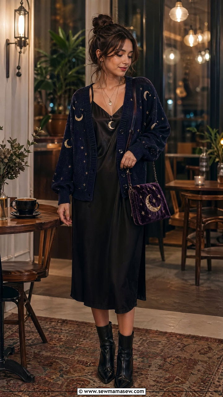 Crescent Moon Cardigan Outfit - 35 celestial outfits for women