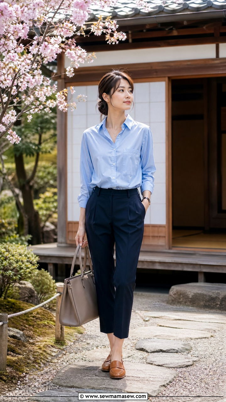 Crisp Button Up Shirt And Cropped Pants Outfit Spring Japan - 35 Spring Japan outfit ideas