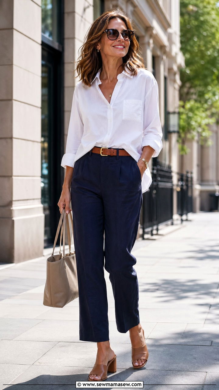 Crisp White Shirt With Tailored Trousers - 35 What to wear in summer for women over 40