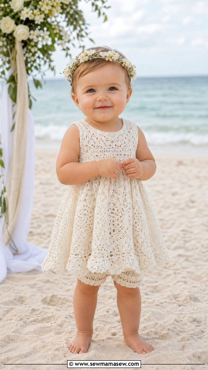 Crochet Dress and Bloomers Outfit - 30 Baby girl outfit ideas