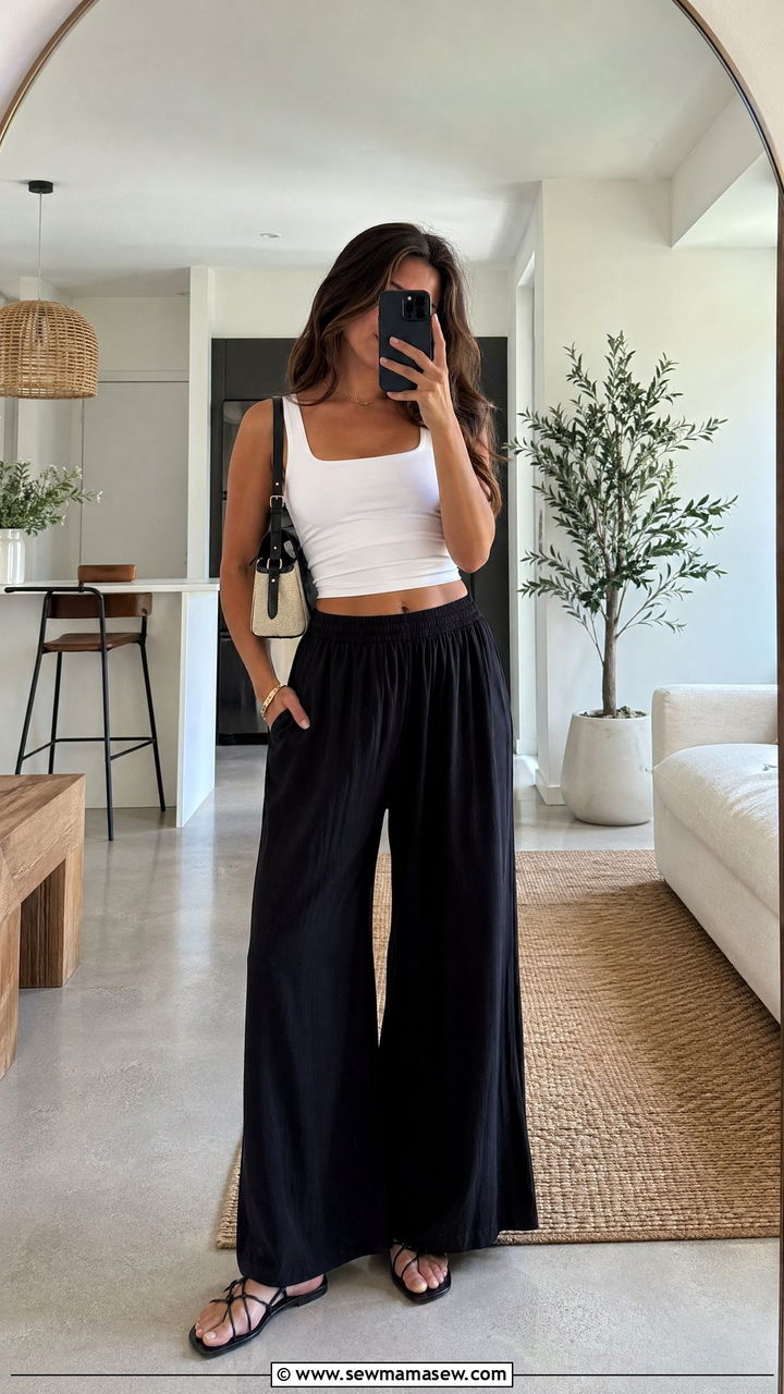 Crop Top And Wide Leg Palazzo Pants Outfit - 35 summer everyday outfit ideas