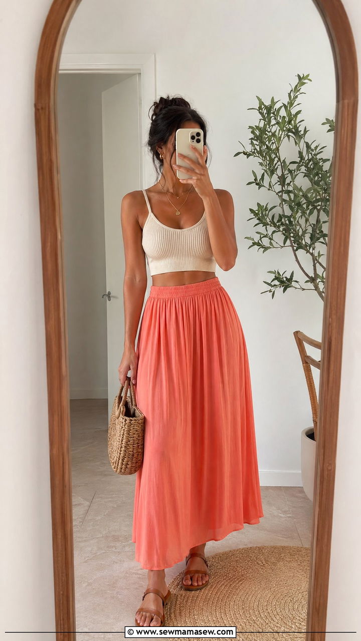 Crop top and maxi skirt summer outfit - 35 summer skirt outfit ideas